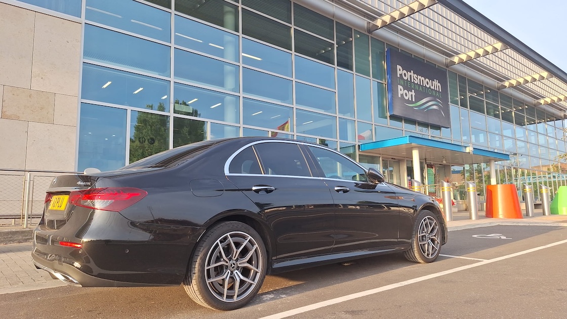 Mercedes E-Class at Portsmouth International Port: A Last-Minute Transfer for Virgin Voyages’ Brilliant Lady
